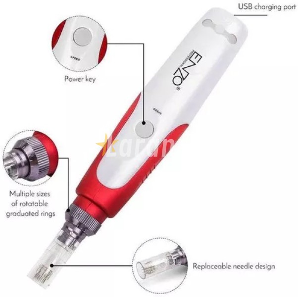 ENZO PROFESSIONAL Derma Pen Micro Aiguille Stylo Électrique Rechargeable Antivieillissement De Peau